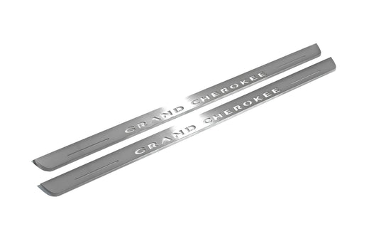 Jeep Grand Cherokee WK 2004–2010 — Stainless LED Door Sills — Grand Cherokee Logo