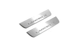 Mitsubishi Lancer X 2007+ door sill plates in stainless steel with Lancer X logo