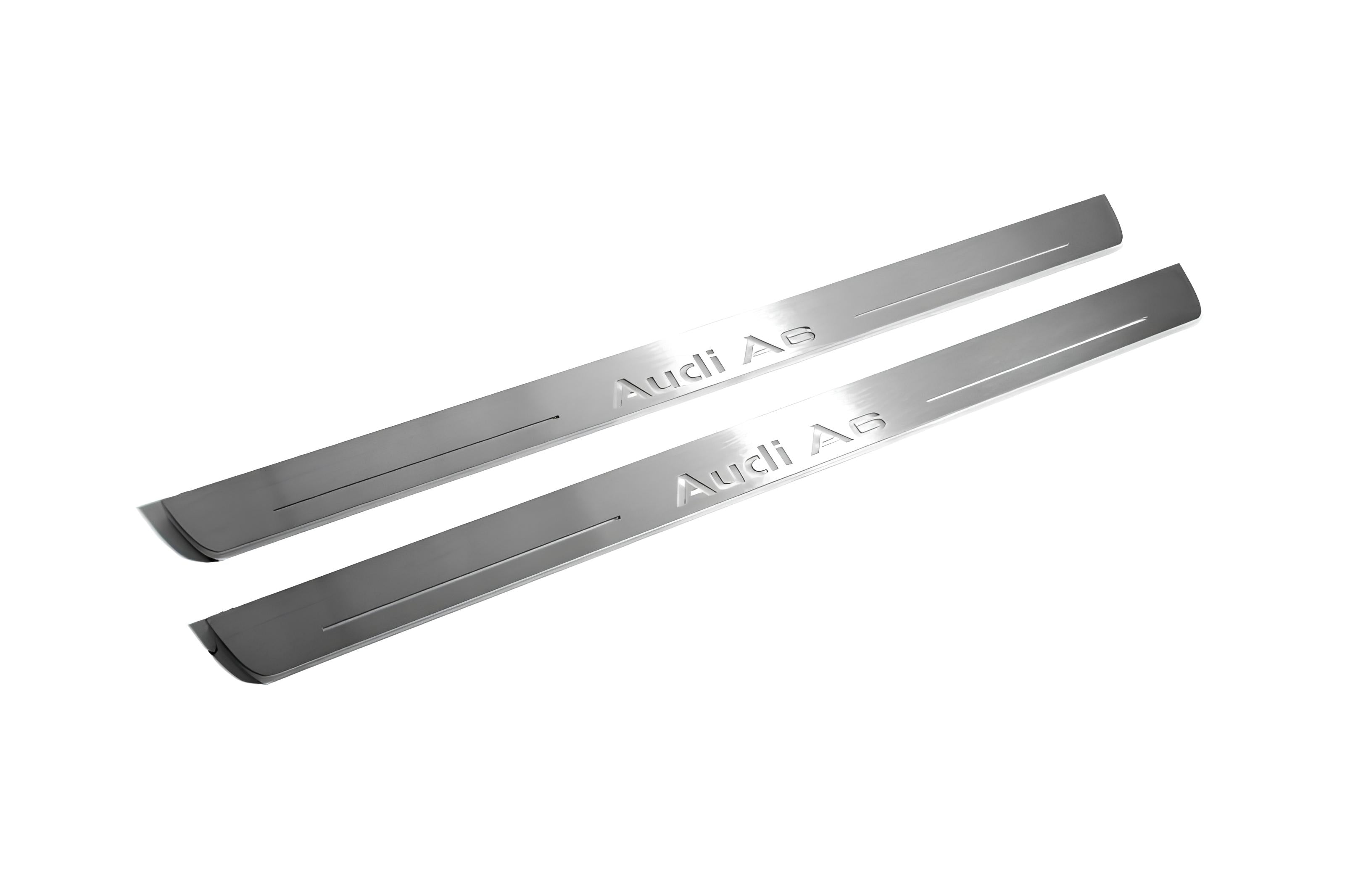 Illuminated LED Door Sill Tread Plates Audi A6 C7 2011-2018 With Audi A6 Logo Audi Led Door Sills decoinfabric