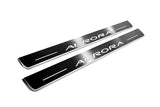 Oldsmobile Aurora I 1995+ stainless steel LED door sill plates with Aurora logo