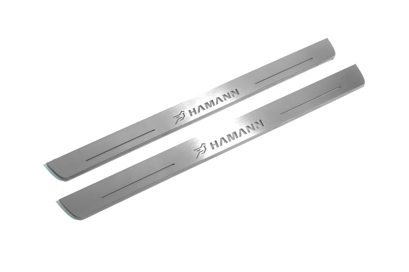 BMW X5 E70 2006+ illuminated entry guards in stainless steel with HAMANN logo