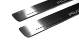 Honda Pilot II 2008+ door sill plates in stainless steel with Pilot logo