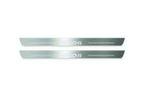Two long silver-finished door sill plates with 5008 lettering on a light background, straight-on view.