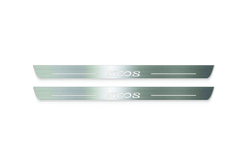 Peugeot 5008 II 2017+ Stainless Steel LED Door Sills – 5008 Logo