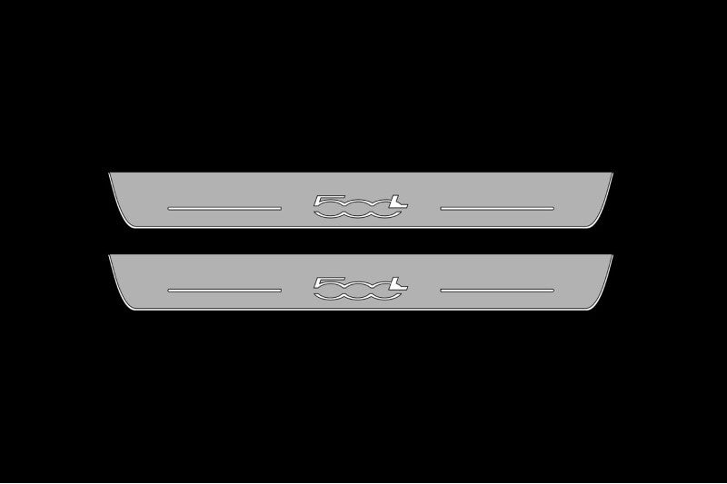 stainless steel LED door sill plates with Fiat 500L 2012+ with 500L logo