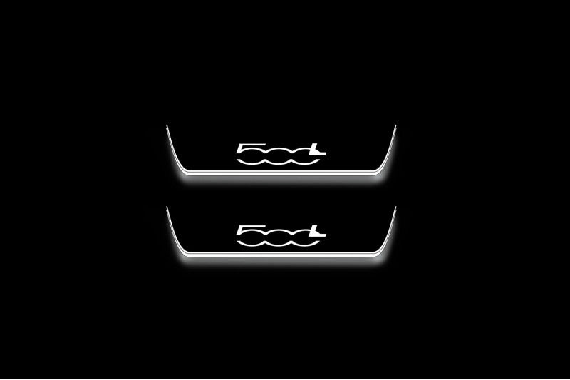 stainless steel LED door sill plates for Fiat 500L 2012+ with 500L logo