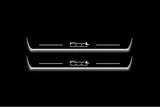 Fiat 500L 2012+ illuminated entry guards in stainless steel with 500L logo