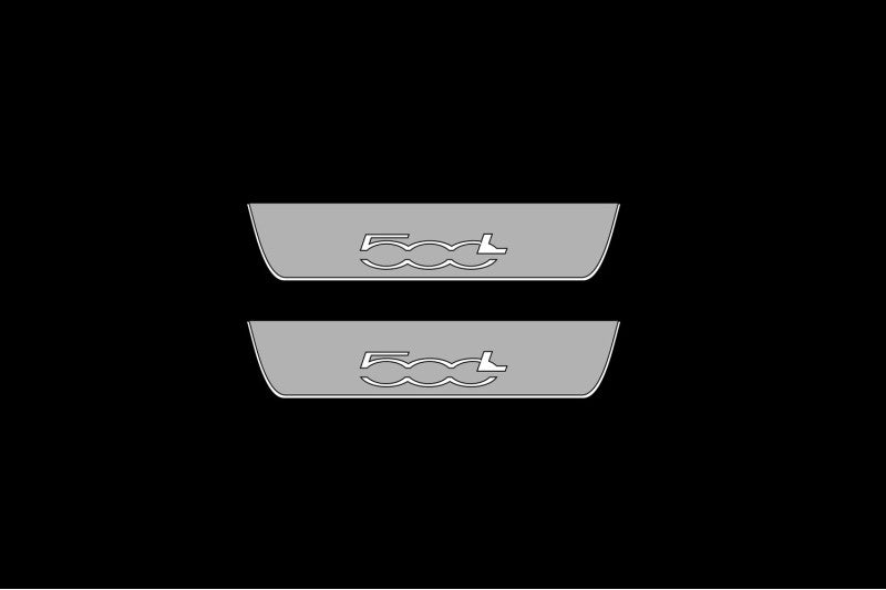 LED door sill plates Fiat 500L 2012+ in stainless steel with 500L logo