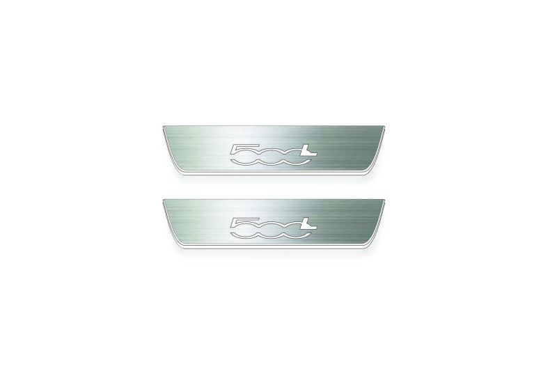 Fiat 500L 2012+ entry guards in stainless steel with 500L logo