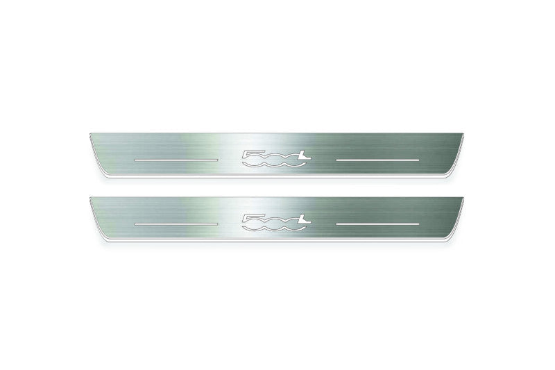 Fiat 500L 2012+ LED door sill plates stainless steel with 500L logo