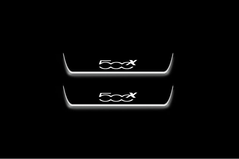 LED door sill plates Fiat 500X 2014+ stainless steel with 500X logo