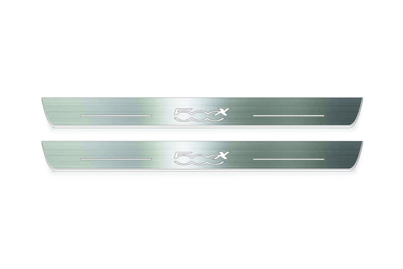 LED door sill plates Fiat 500X 2014+ in stainless steel with 500X logo