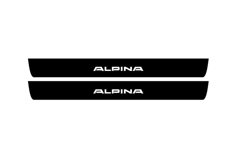 stainless steel illuminated door sill protectors for BMW 5 F10 2009+ with Alpina logo