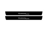 illuminated door sill protectors BMW 5 F10 2009+ stainless steel with Luxury Line logo