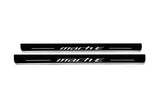 Ford Mach-E 2020+ door sill plates in stainless steel with Mach-E logo