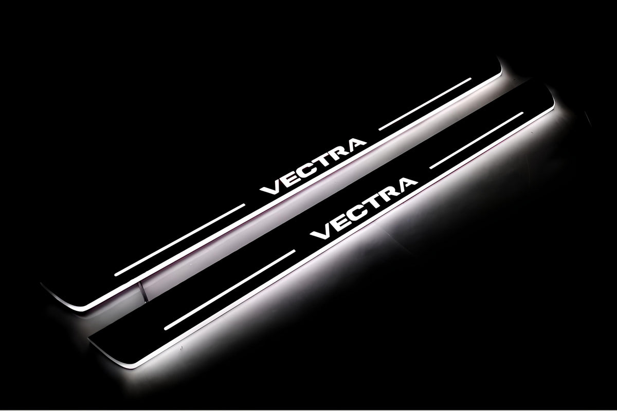 LED door sill plates Vauxhall Vectra C 2002+ stainless steel with Vectra logo
