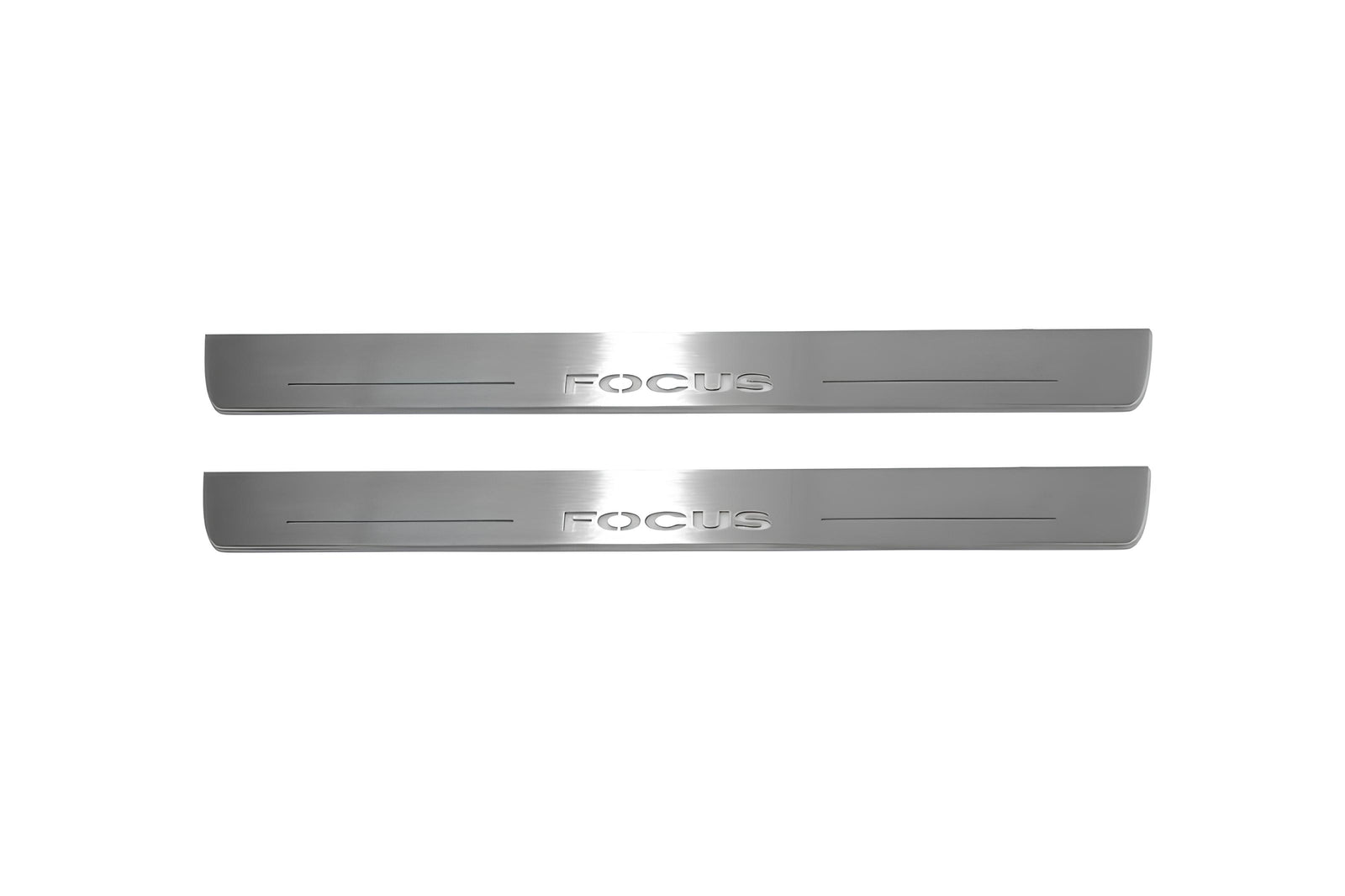 Ford Focus II 2004+ door sill plates in stainless steel with Focus logo