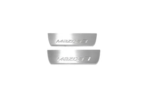 Illuminated LED Door Sill Tread Plates Mazda 3 III 2013-2019 With Mazda 3 Logo Mazda Led Door Sills opdesign
