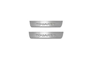 Illuminated LED Door Sill Tread Plates Volkswagen Touareg II 2010-2018 With Touareg Logo Volkswagen Led Door Sills opdesign