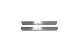 Nissan Leaf I 2010+ LED door sill plates in stainless steel with Leaf logo