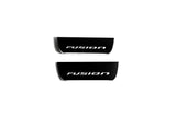 Ford Fusion II CD4 2012+ illuminated entry guards in stainless steel with Fusion logo