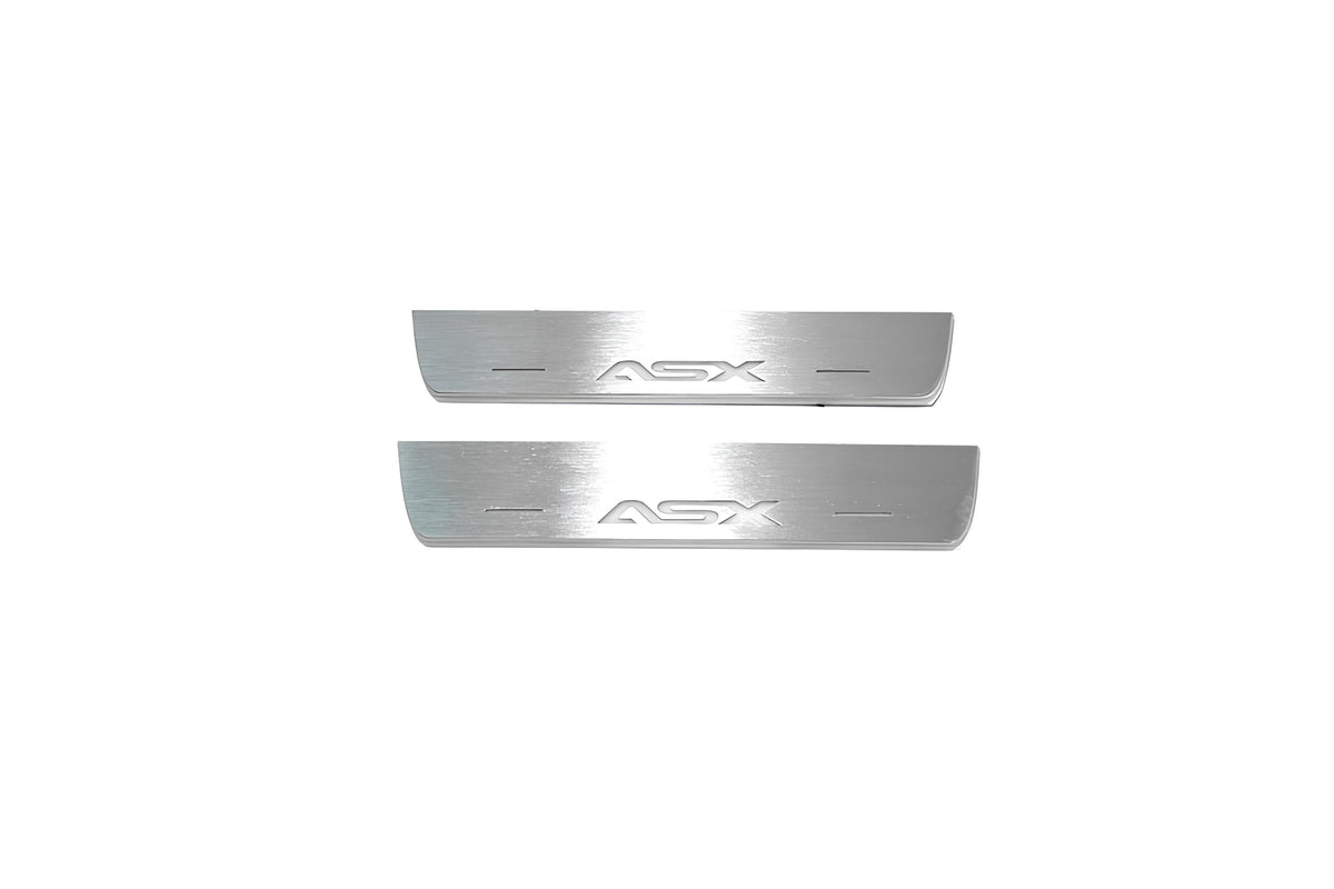 stainless steel LED door sill plates with Mitsubishi ASX I 2010+ with ASX logo
