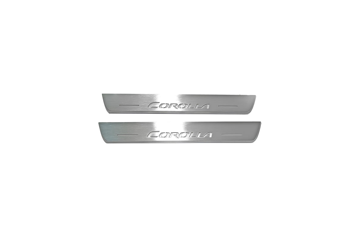 Toyota Corolla XI 2013+ stainless steel illuminated entry guards with Corolla logo