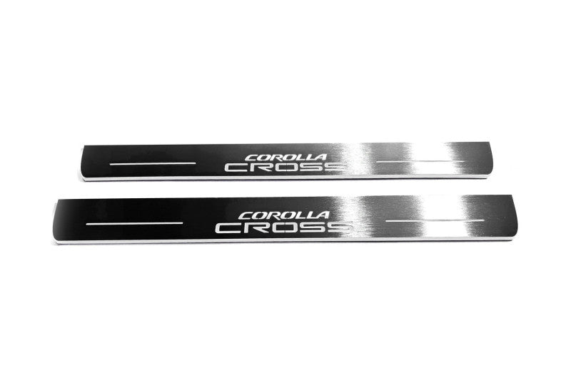 Toyota Corolla Cross Stainless LED Door Sills – Corolla Cross Logo