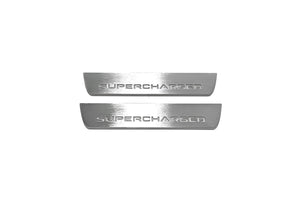 Illuminated LED Door Sill Tread Plates Range Rover III 2002-2012 With Supercharged Logo Range Rover Led Door Sills opdesign