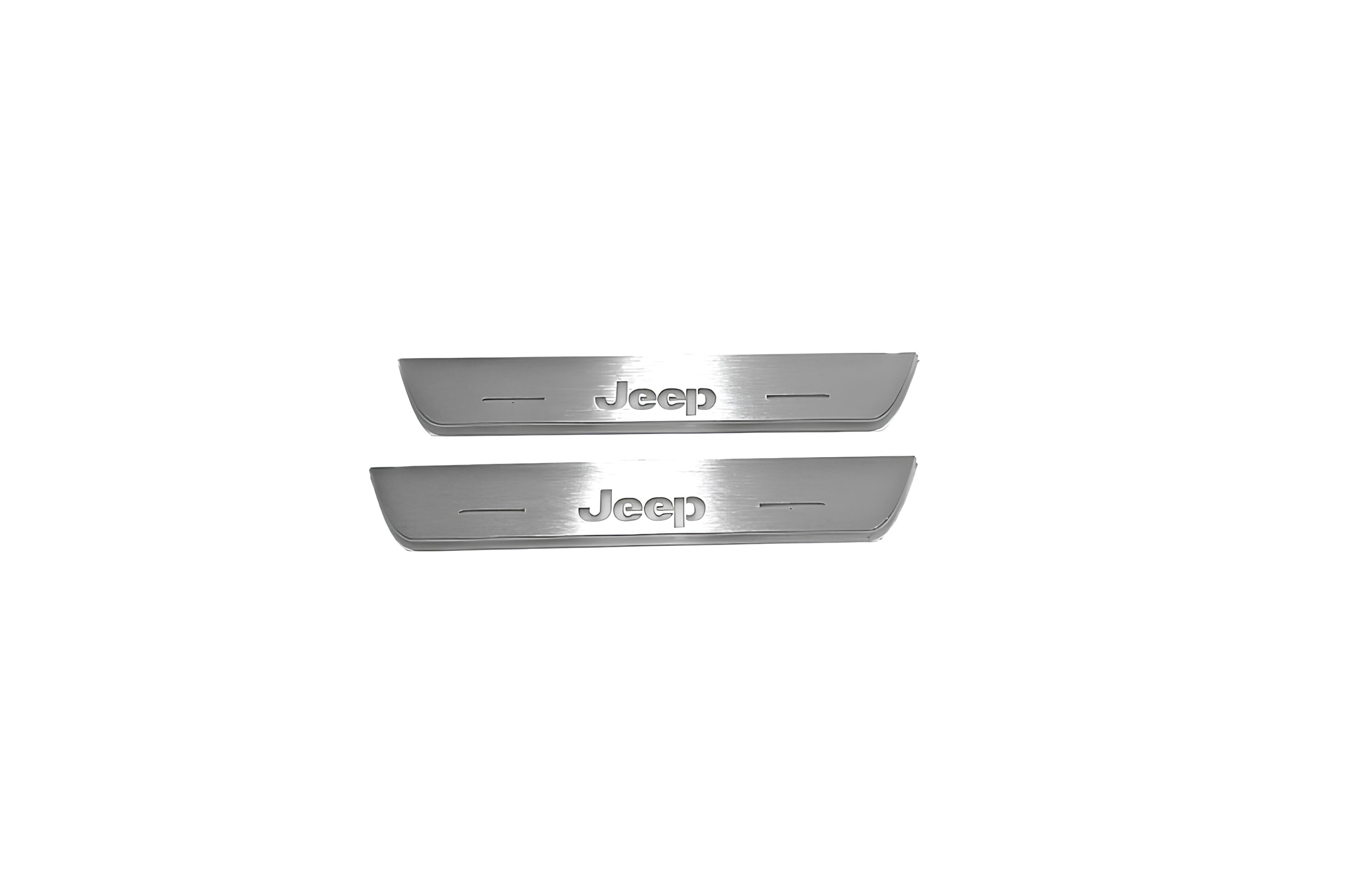 Illuminated LED Door Sill Tread Plates Jeep Grand Cherokee III 2005-2010 With Grand Cherokee Logo Jeep Led Door Sills opdesign