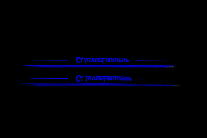 Chevrolet Camaro V E37 2009+ stainless steel LED door sill plates with Transformers logo