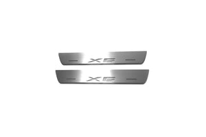 Illuminated LED Door Sill Tread Plates BMW X6 F16 2015-2019 With X6 Logo BMW Led Door Sills opdesign