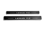 Lexus RZ 2022+ entry guards in stainless steel with Lexus RZ logo