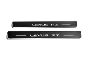 Illuminated LED Door Sill Tread Plates Lexus RZ 2022+ With Lexus RZ Logo Lexus Led Door Sills decoinfabric