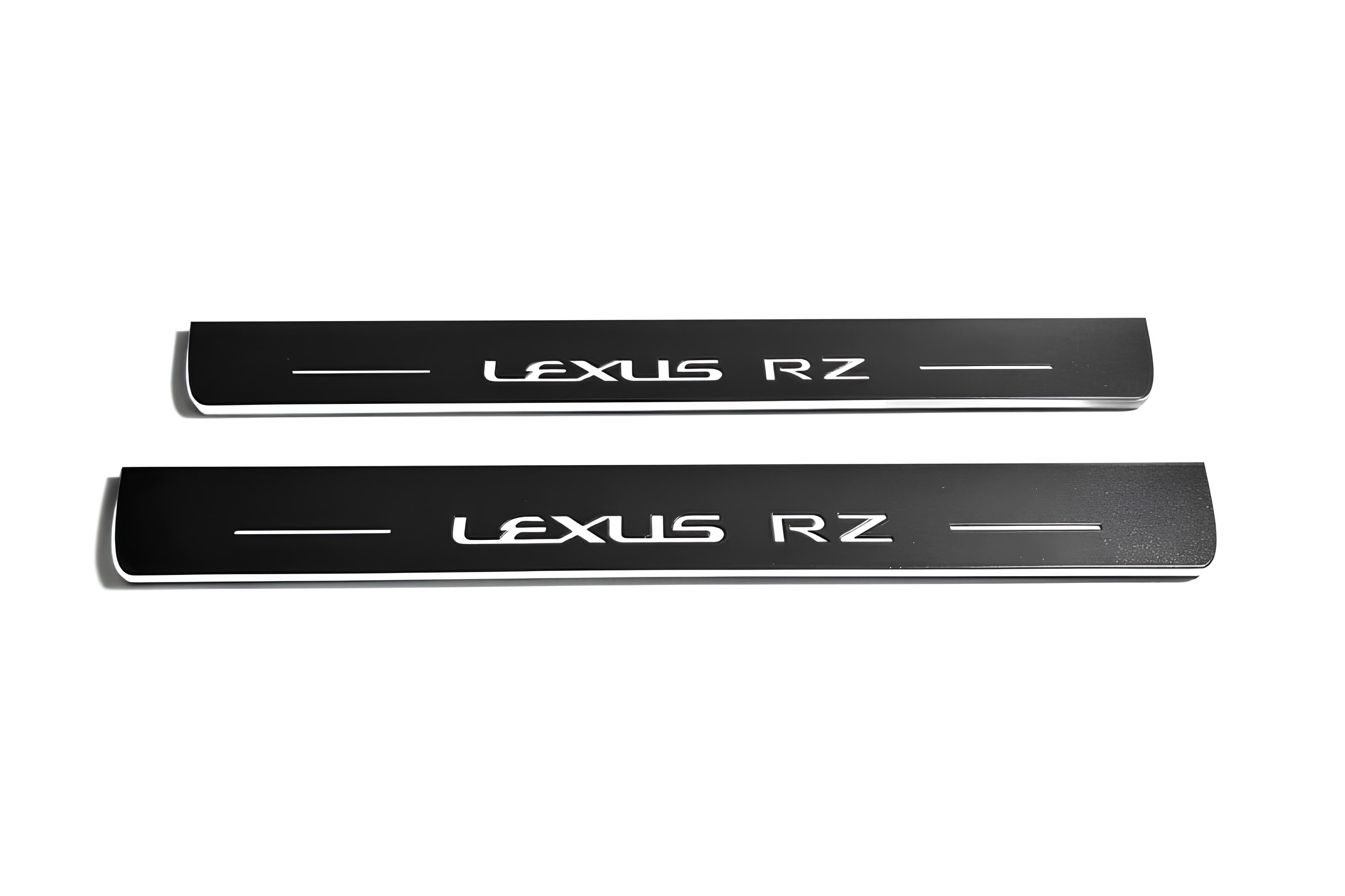 Illuminated LED Door Sill Tread Plates Lexus RZ 2022+ With Lexus RZ Logo Lexus Led Door Sills decoinfabric