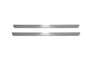 Illuminated LED Door Sill Tread Plates Range Rover Evoque I With Evoque Logo Range Rover Led Door Sills opdesign