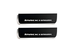 Illuminated LED Door Sill Tread Plates Jeep Grand Cherokee IV 2010-2021 With TrackHawk Logo Jeep Led Door Sills opdesign