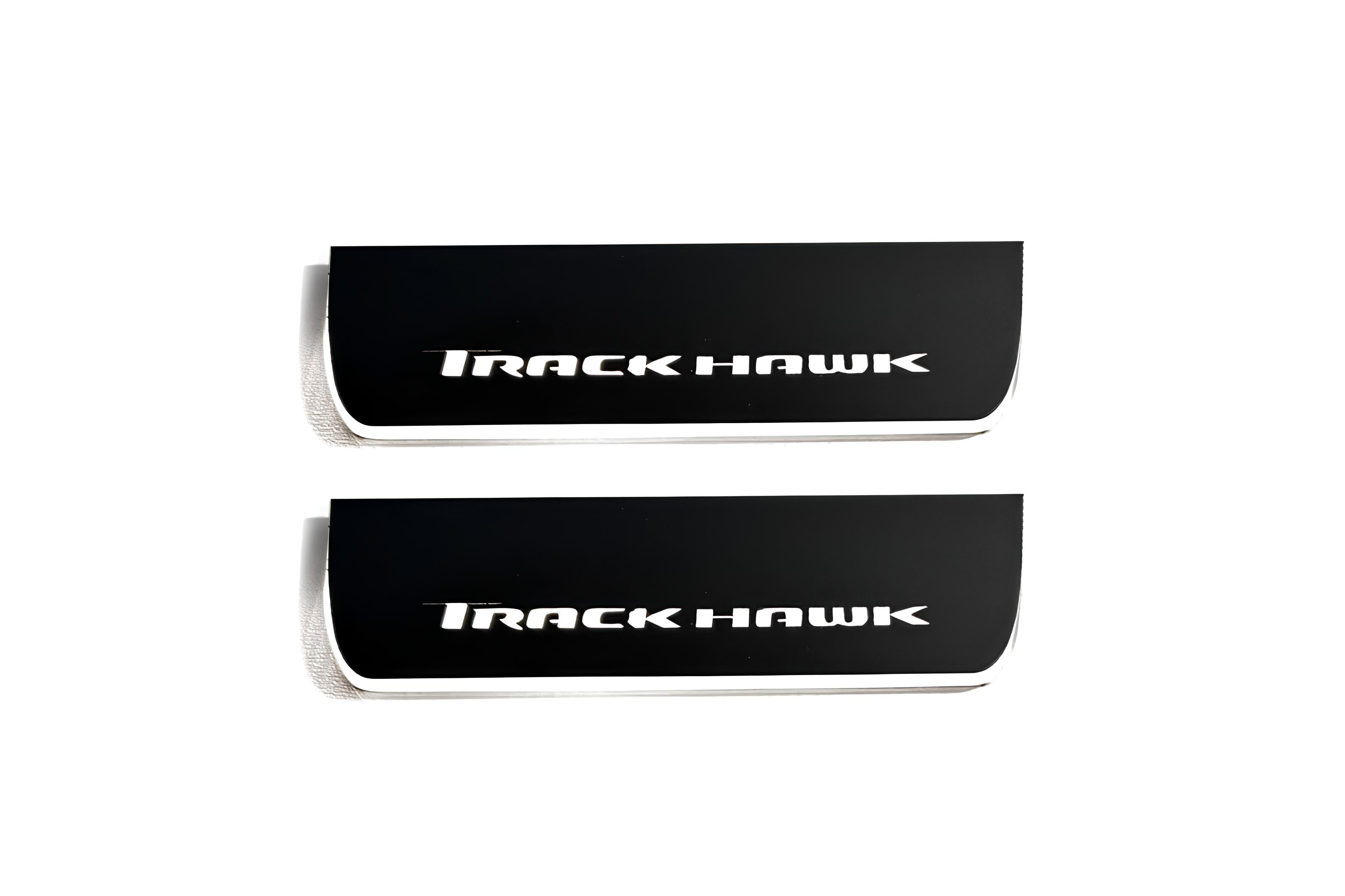 Illuminated LED Door Sill Tread Plates Jeep Grand Cherokee IV 2010-2021 With TrackHawk Logo Jeep Led Door Sills opdesign