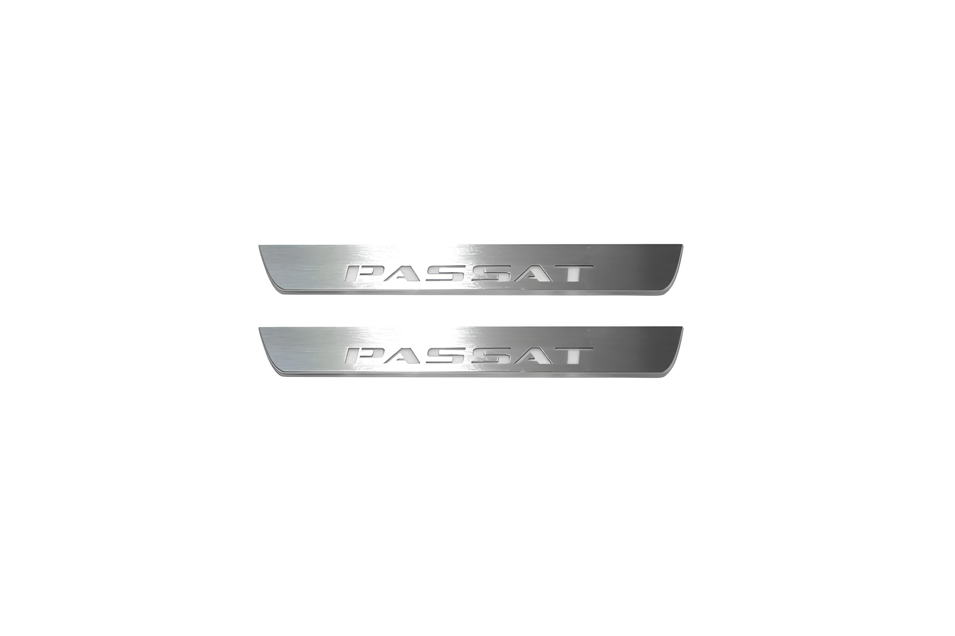 Illuminated LED Door Sill Tread Plates Volkswagen Passat B8 2015-2023 With Passat Logo (type 1) Volkswagen Led Door Sills decoinfabric