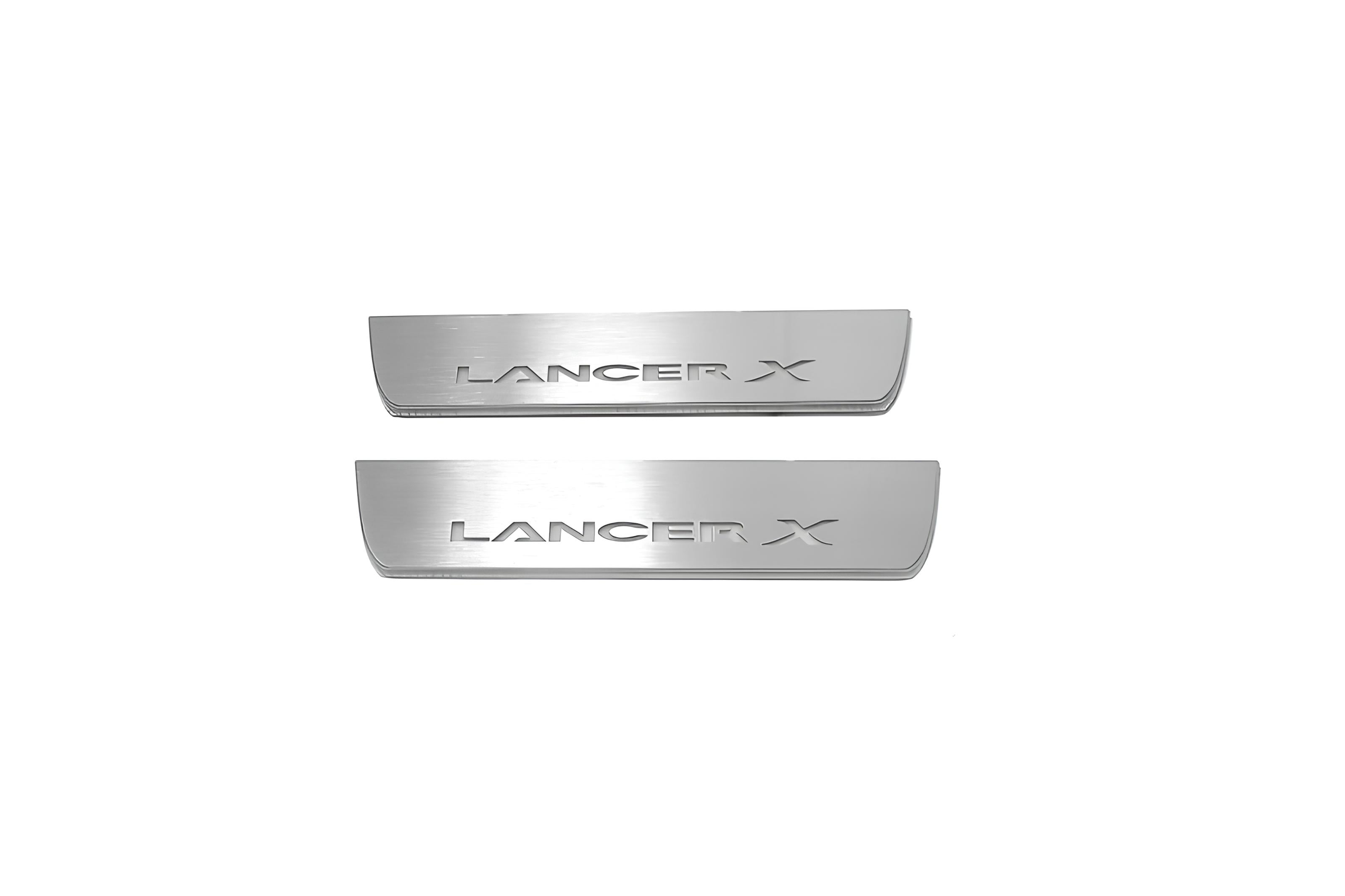 Illuminated LED Door Sill Tread Plates Mitsubishi Lancer X 2007-2017 With Lancer X Logo Mitsubishi Led Door Sills opdesign