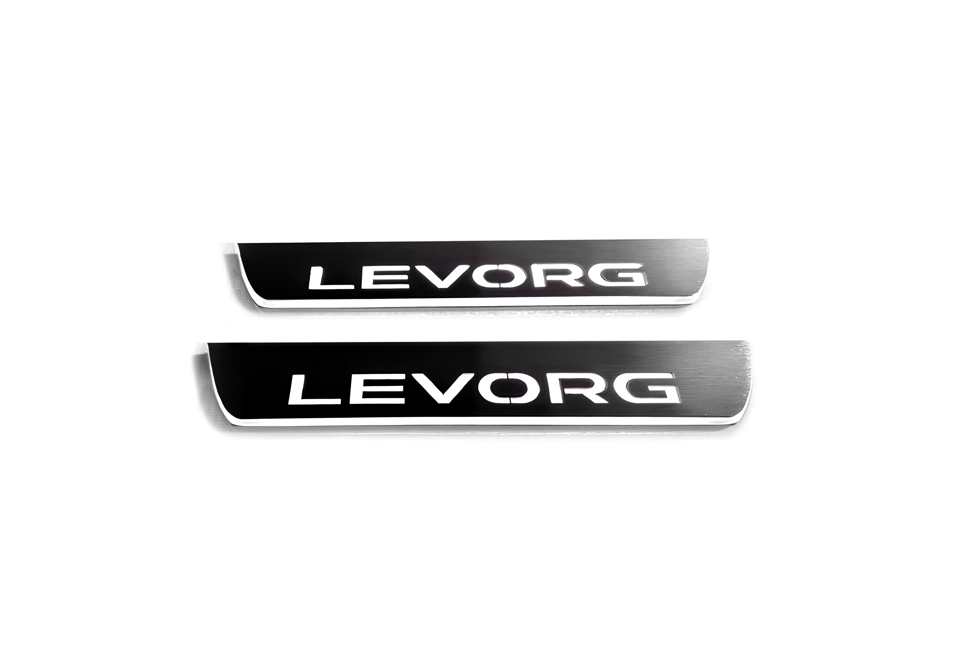 Illuminated LED Door Sill Tread Plates Subaru Levorg I 2014-2020 With Levorg Logo Subaru Led Door Sills opdesign