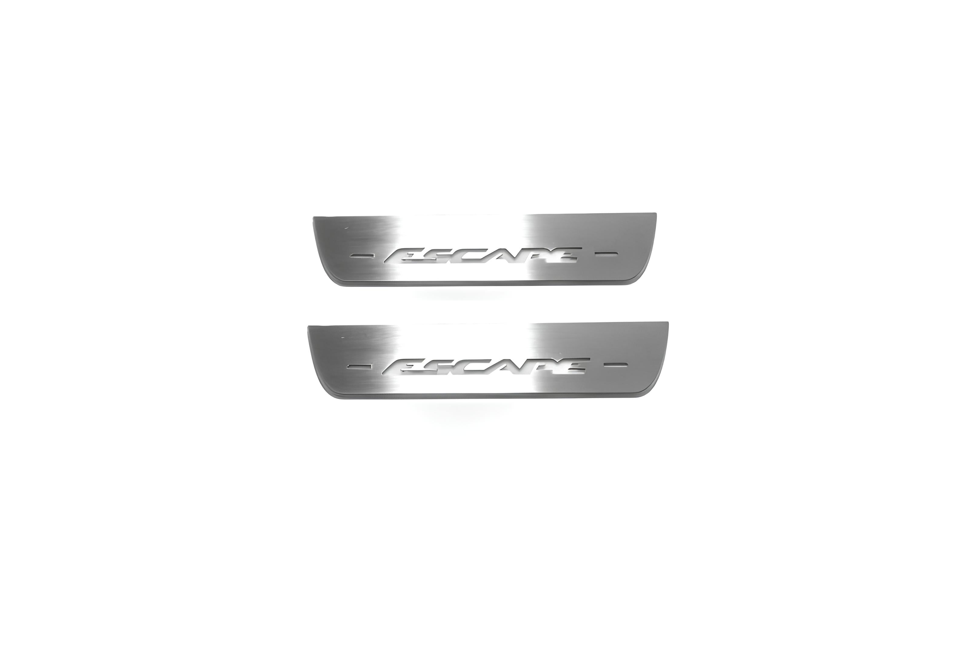 Illuminated LED Door Sill Tread Plates Ford Escape III 2013-2019 With Escape Logo Ford Led Door Sills opdesign