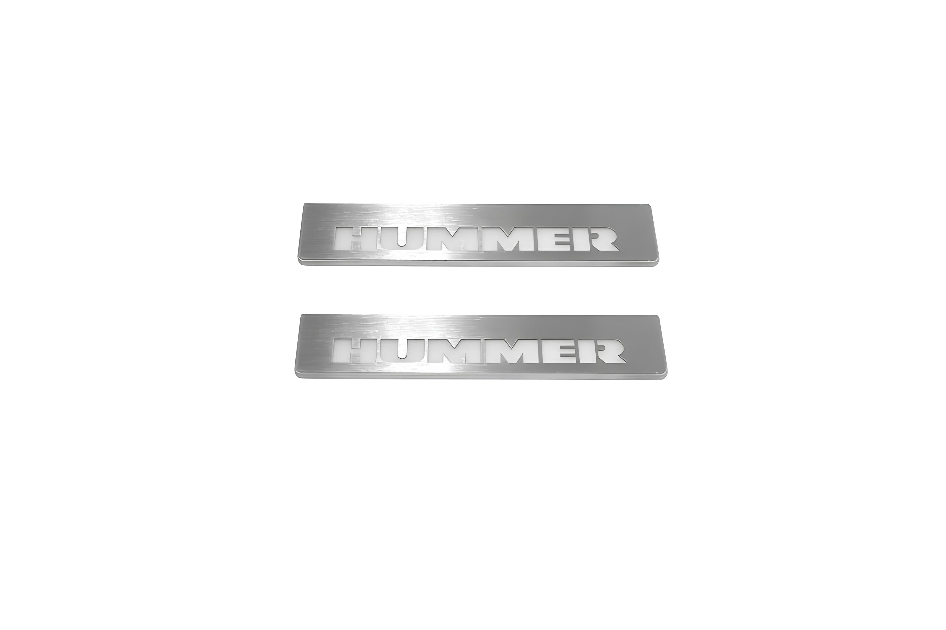 Illuminated LED Door Sill Tread Plates Hummer H2 2002-2009 With Hummer Logo Hummer Led Door Sills opdesign