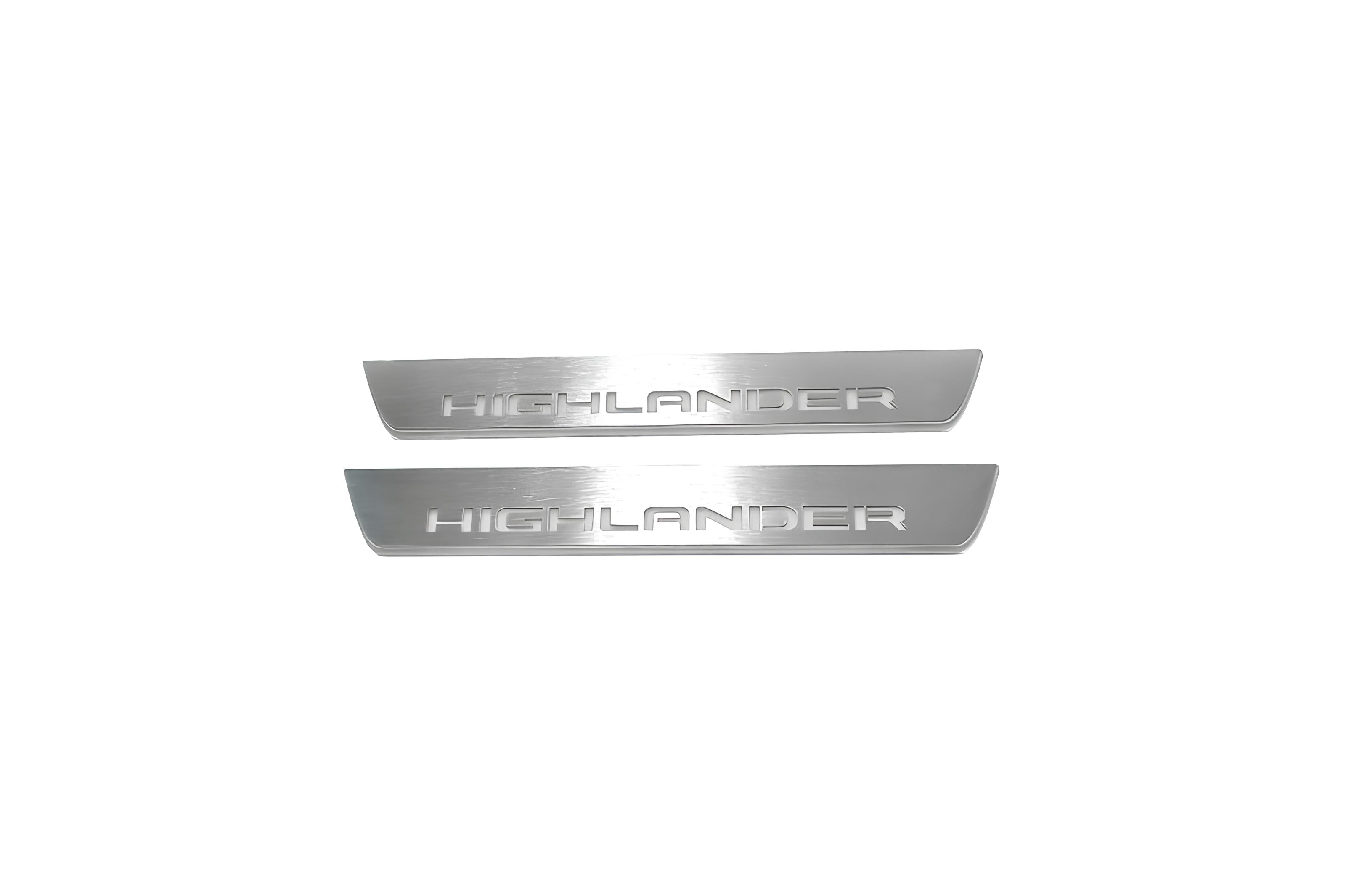 Illuminated LED Door Sill Tread Plates Toyota Highlander IV 2019+ With Highlander Logo Toyota Led Door Sills opdesign