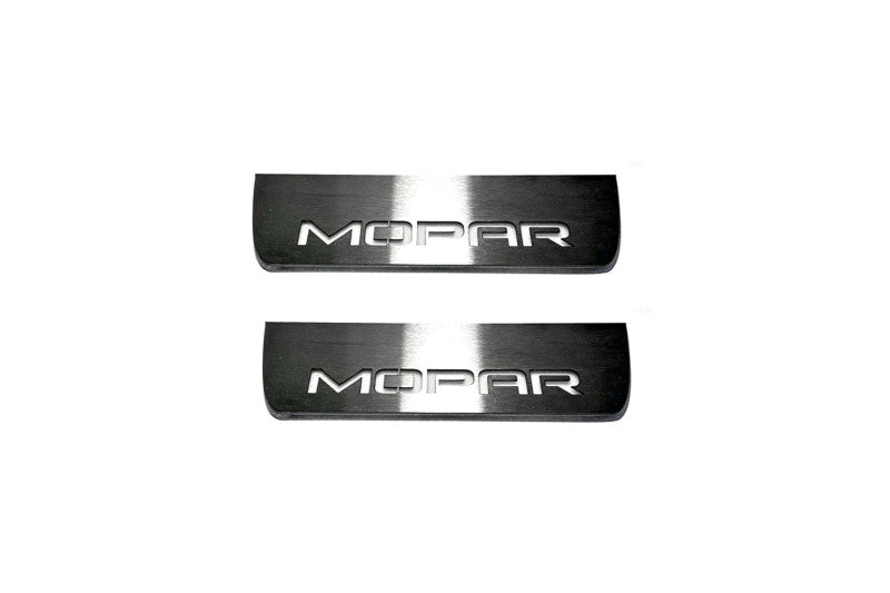 Dodge Durango III 2011+ stainless steel LED door sill plates with MOPAR logo