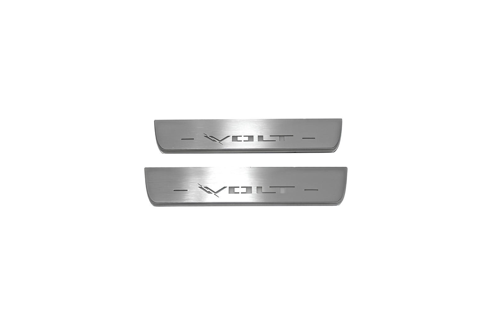 Chevrolet Volt I 2010+ LED door sill plates in stainless steel with Volt logo