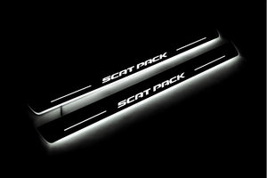 Illuminated LED Door Sill Tread Plates Dodge Charger 2023+ With Scat Pack Logo Dodge Led Door Sills opdesign