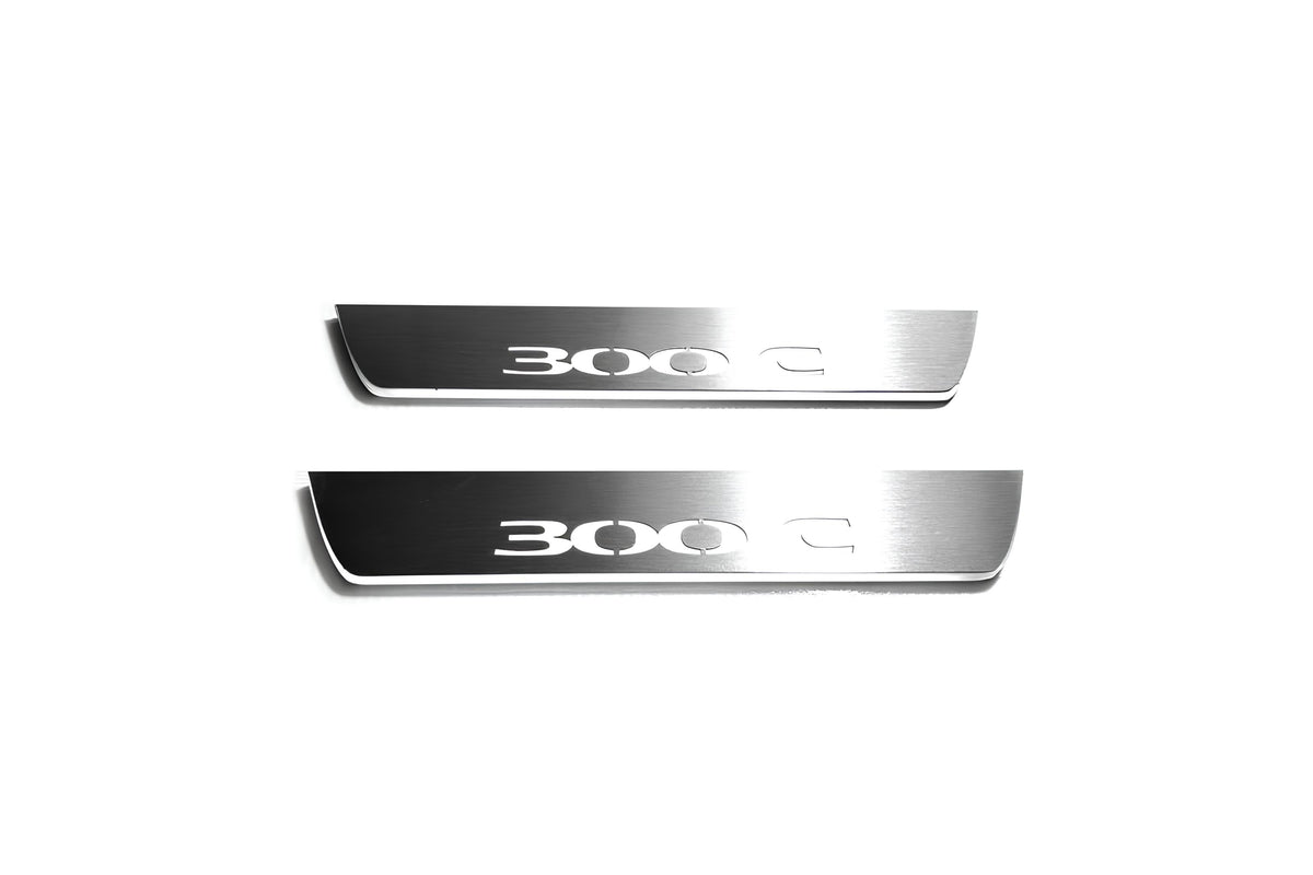 LED door sill plates for Chrysler 300C I 2005+ stainless steel with 300C logo