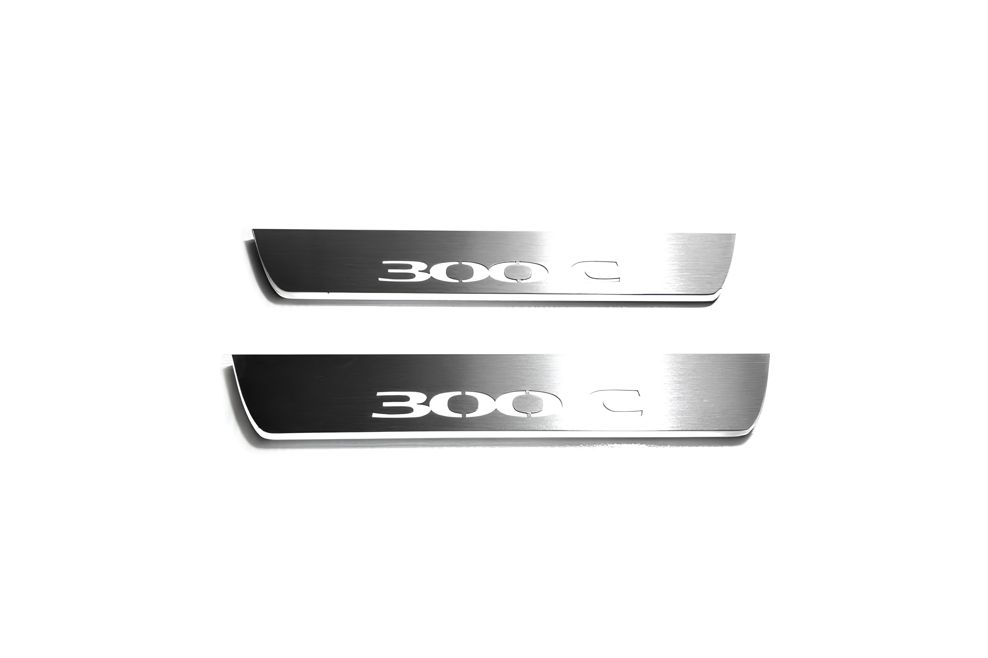 Illuminated LED Door Sill Tread Plates Chrysler 300C I 2005-2010 With 300C Logo Chrysler Led Door Sills opdesign
