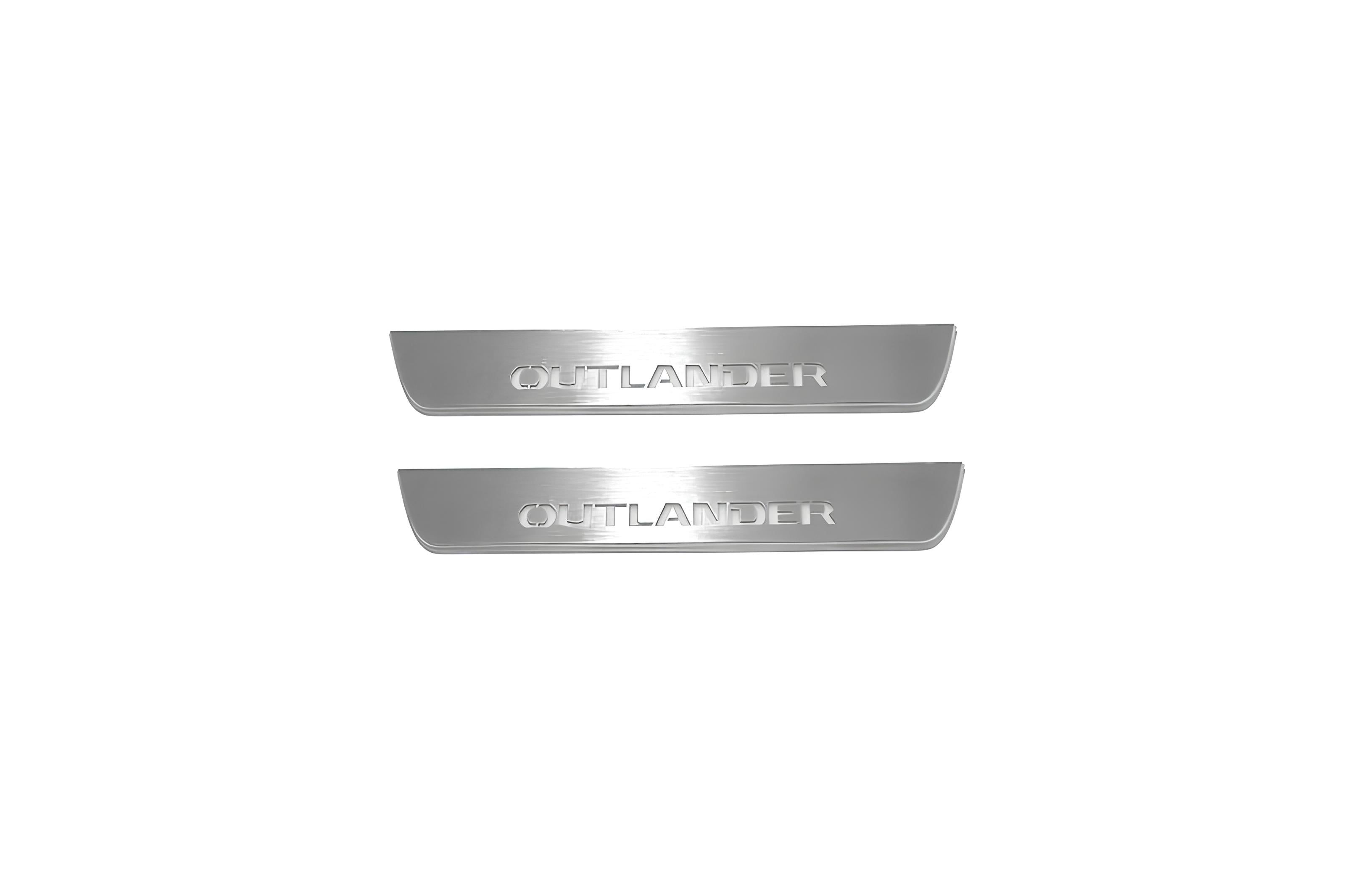 Illuminated LED Door Sill Tread Plates Mitsubishi Outlander III 2012-2021 With Outlander Logo Mitsubishi Led Door Sills opdesign